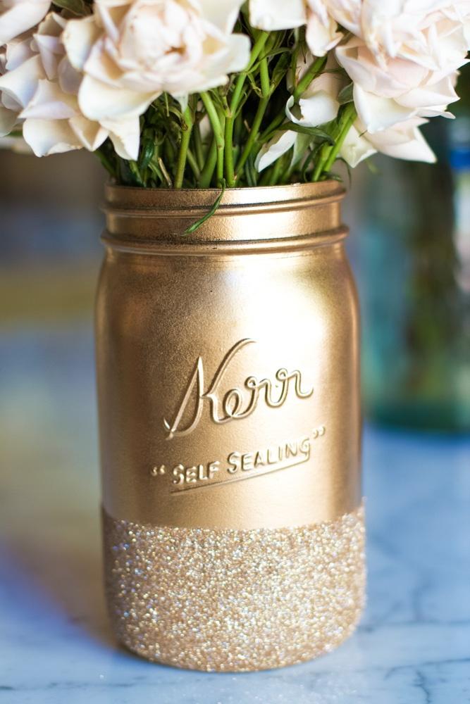 Wedding - Glitter Dipped Mason Jars Via LilyShop 