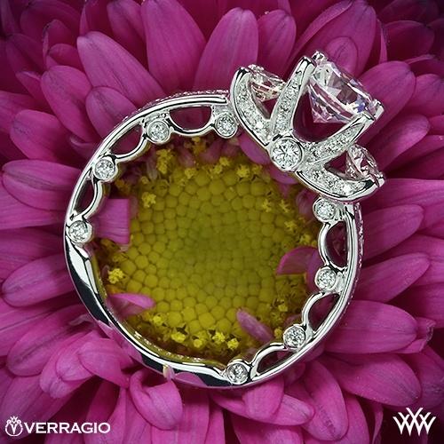 Wedding - Platinum Verragio Bead-Set 3 Stone Engagement Ring