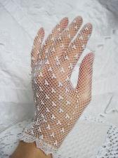 Wedding - Vintage Elasticated Stretch White Lace Gloves Bridesmaid Wedding Victorian Theme