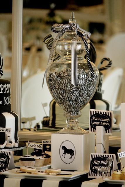 Wedding - Striking Black And White Candy Buffet 