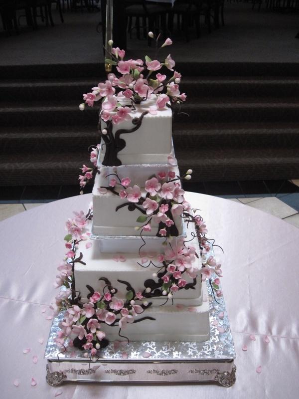 Mariage - Gâteau de mariage de fleurs de cerisier