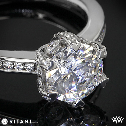 زفاف - 18K الذهب الأبيض Ritani إعداد القناة بين مجموعة الماس خاتم الخطوبة