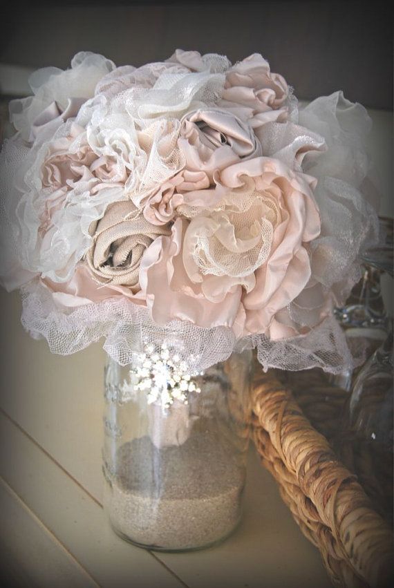 Mariage - Handmade rustique chic Tissu bouquet de mariage