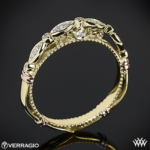 Mariage - Or jaune 14 carats Verragio festonné de diamant bague de mariage