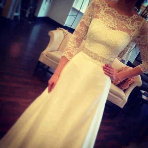 Hochzeit - Custom Made Günstige Chiffon-Spitze-Hochzeitskleid, Hochzeitskleid mit langen Ärmeln, weiße Spitze-Brautjungfer Kleid, Langes Ab