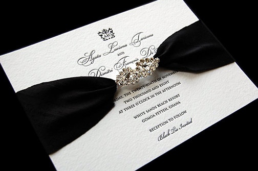 Wedding - Black Tie. Letterpress With Crystal Closure