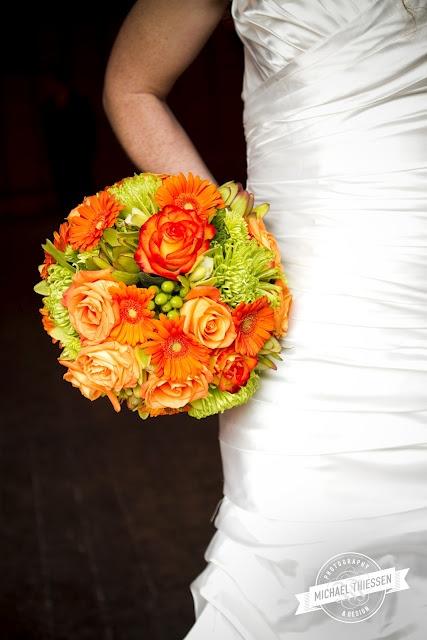 Wedding - Lime Green And Orange Wedding Bouquet 