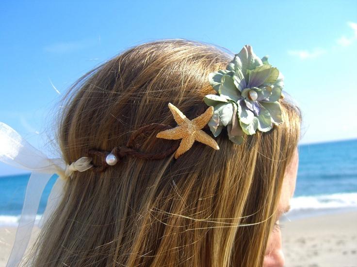Hochzeit - Starfish Blumenkranz Kopf-SEA FOAM-Meerjungfrau-Kostüme, Halloween-Meerjungfrau, Meerjungfrauen, Wasser, Starfish Beach Hochzeit