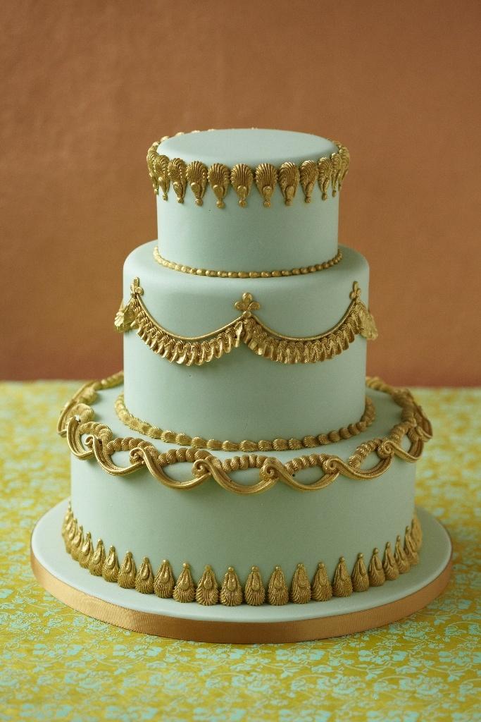 Wedding - Gold Trimmed Mint Cake 