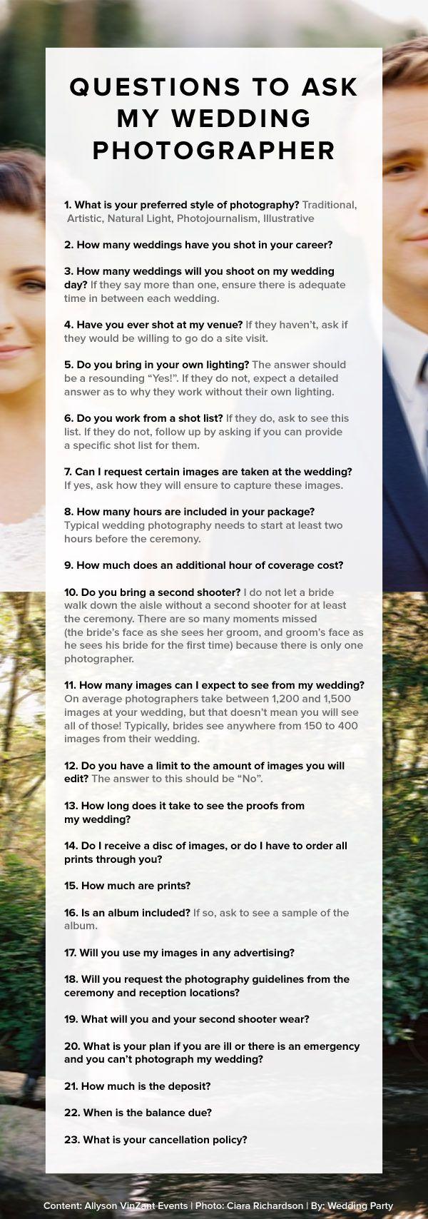 Hochzeit - Fragen, die Sie Ihr Hochzeitsfotograf von Allyson VinZant Events