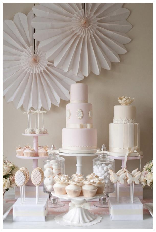 Wedding - IVORY AND SOFT PINK DESSERT TABLE 