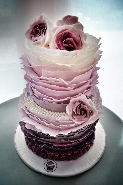 Mariage - Fondant vrilles Ombre gâteau