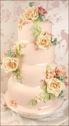 Hochzeit - Weinlese-Zucker Rose Kuchen.