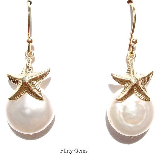 Wedding - Gold Charm Starfish Earrings
