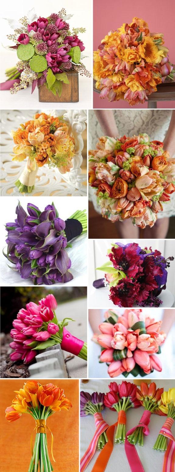 Wedding - Colorful Tulip Bridal Bouquets 