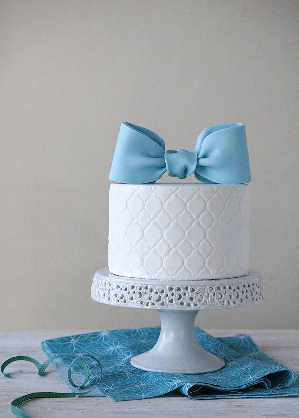 Wedding - Blue Fondant Bow Cake Topper 