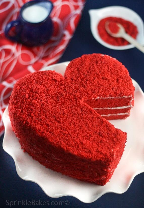 Wedding - Red Velvet Heart Cake. 