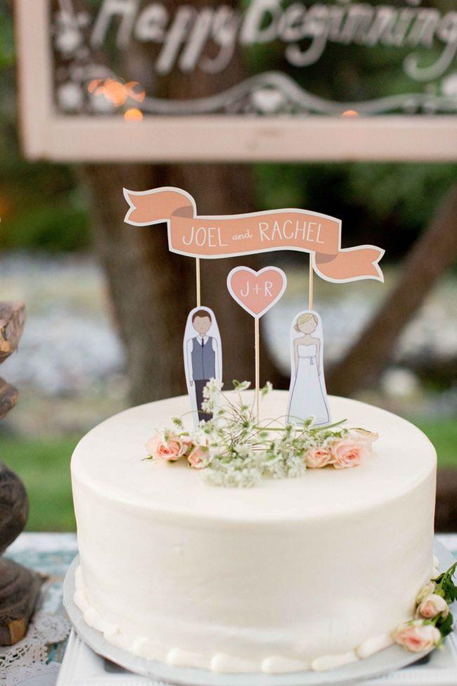 Cake Topper Real Wedding Burlap Backyard Wedding 2068866 Weddbook