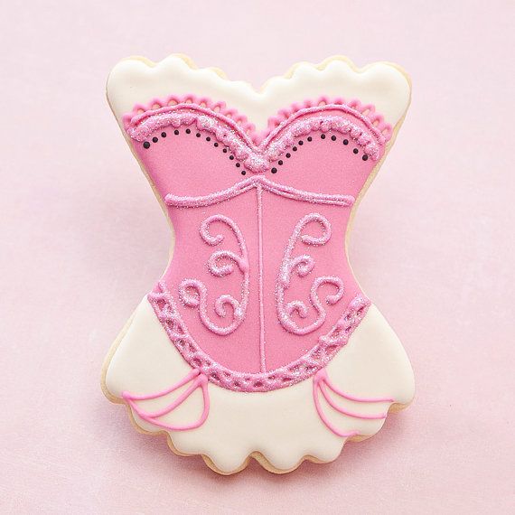 Mariage - Pink Glitter Burlesque Lingerie Cookie Bachelorette Favors - Corset noce favorise / / 1 Doz. / / Cadeau de demoiselle d'honneur 