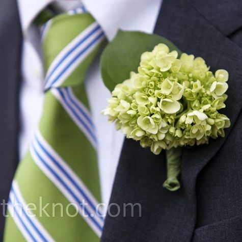 Wedding - Green Hydrangea Boutonniere 