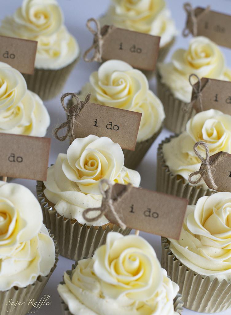 Wedding - Cream Rose 'i Do' Cupcakes