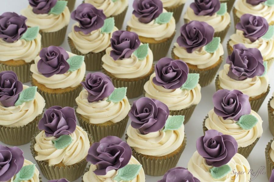 Wedding - Purple Rose Cupcakes