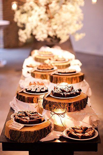 زفاف - الحلوى بوفيه - جولات من الخشب