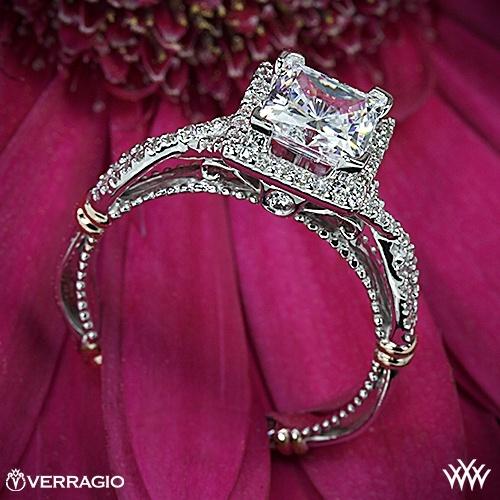Свадьба - Platinum Verragio Принцесса Halo Алмазное Обручальное Кольцо