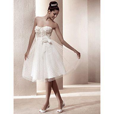 Wedding - A-line Sweetheart Knee-length Tulle Wedding Dress