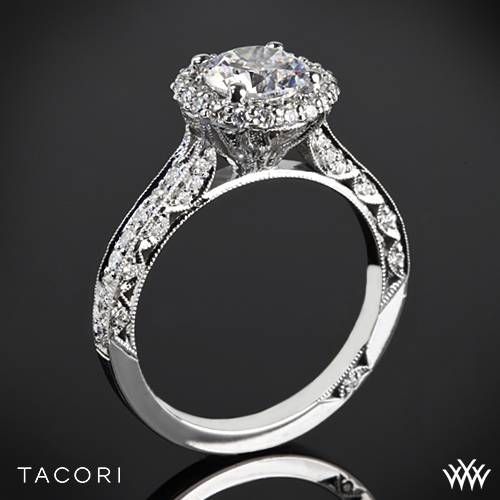 زفاف - البلاتين Tacori تزهر الجميله النباتية الماس خاتم الخطوبة
