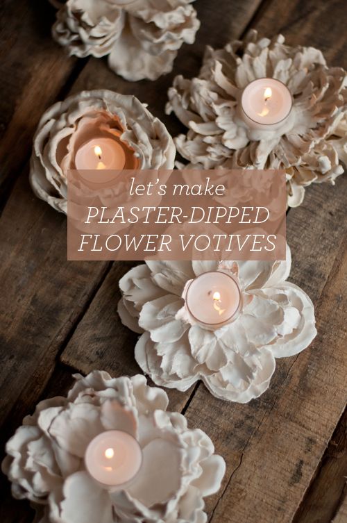 Hochzeit - Gips-Blumen DIY Windlichter