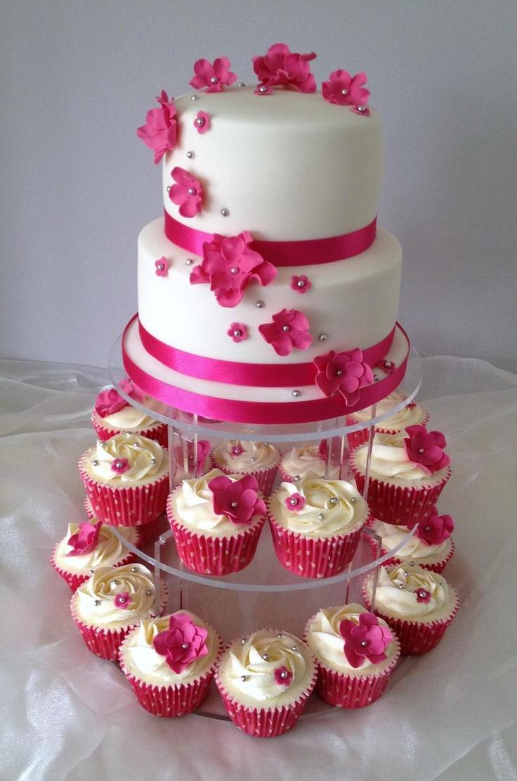 Fuchsia Wedding Hot Pink Cupcake Tower 2070035 Weddbook 0987