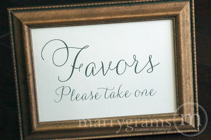 Wedding - Wedding Favors Table Card Sign - Wedding Reception Seating Signage - Matching Numbers Available SS01