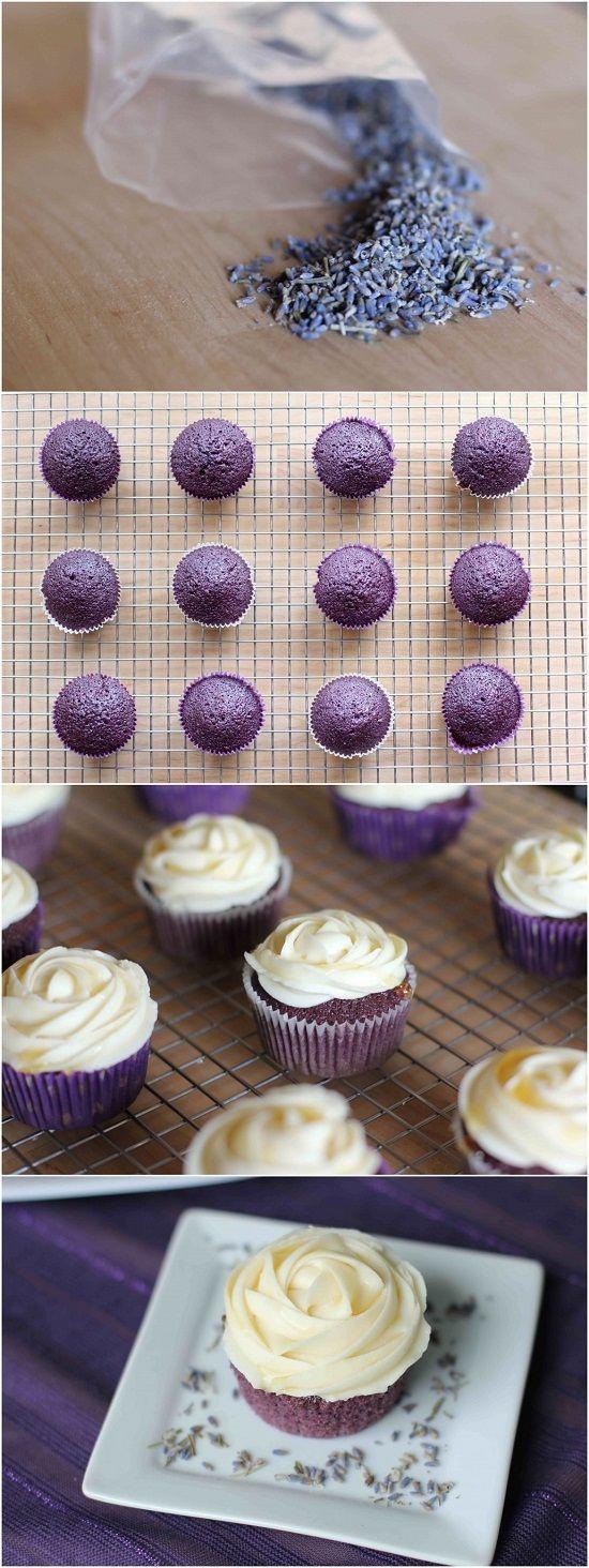 Wedding - Lavender Cupcakes With Honey Frosting 