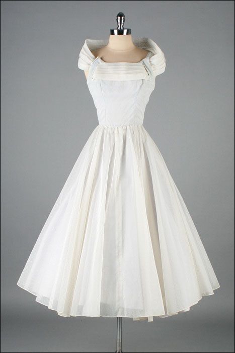 Wedding - Vintage 1950s Dress  Swiss Dot 