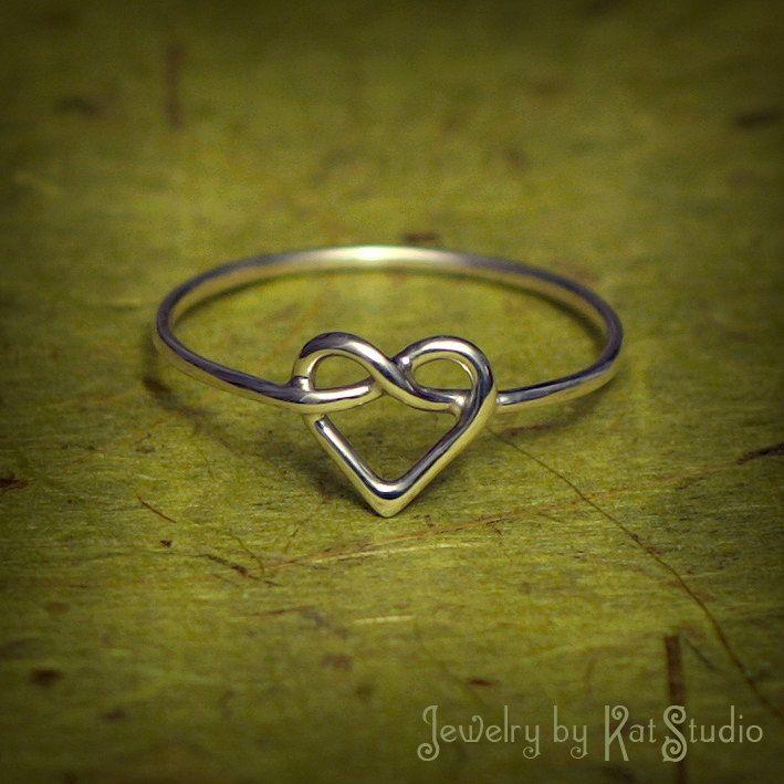 زفاف - القلب عقدة خاتم - الحب العقده الدائري - إنفينيتي خاتم القلب - فضة 925 - مجوهرات بواسطة Katstudio