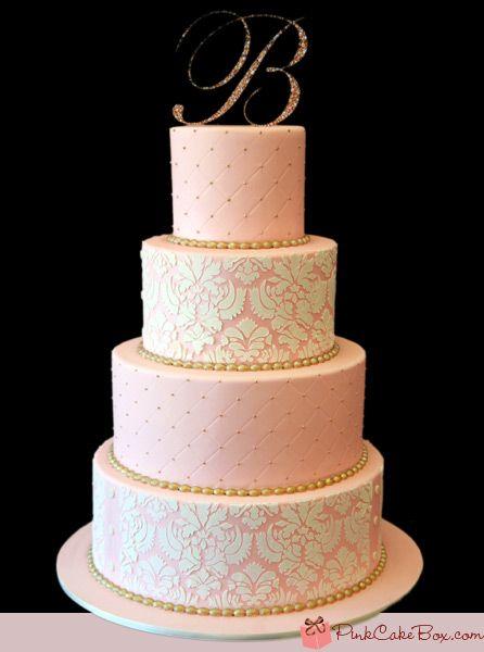 Mariage - Or et rose de gâteau