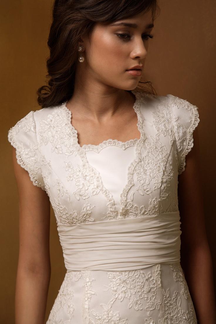 Lace, modest, romantic, soft look | Modest wedding dresses, Wedding dress couture, Vintage style 