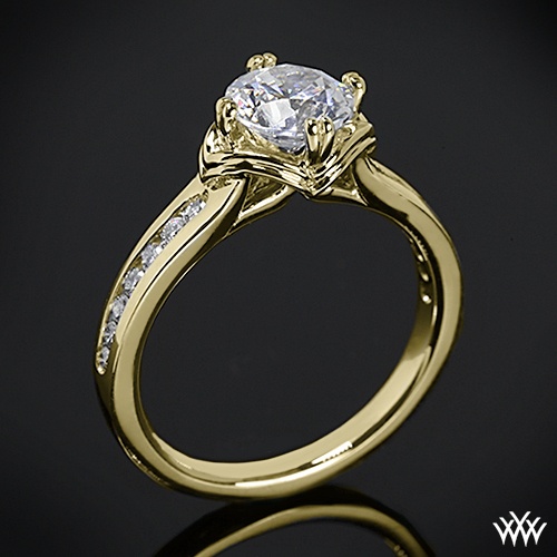 Свадьба - 18-каратное желтое золото Ritani современный канал-установите алмазное обручальное кольцо