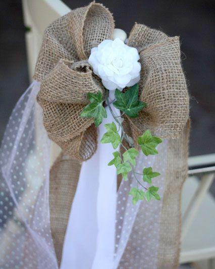 Wedding - Burlap And Lace Aisle Bows 