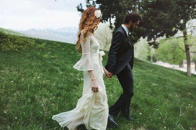 زفاف - تبادل لاطلاق النار العروس والعريس صور: البوهيمي الرومانسية في الغابة