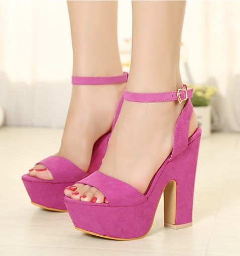 زفاف - Fashion Style Fish Mouth Shoes Sandal Pink Pink SD0343