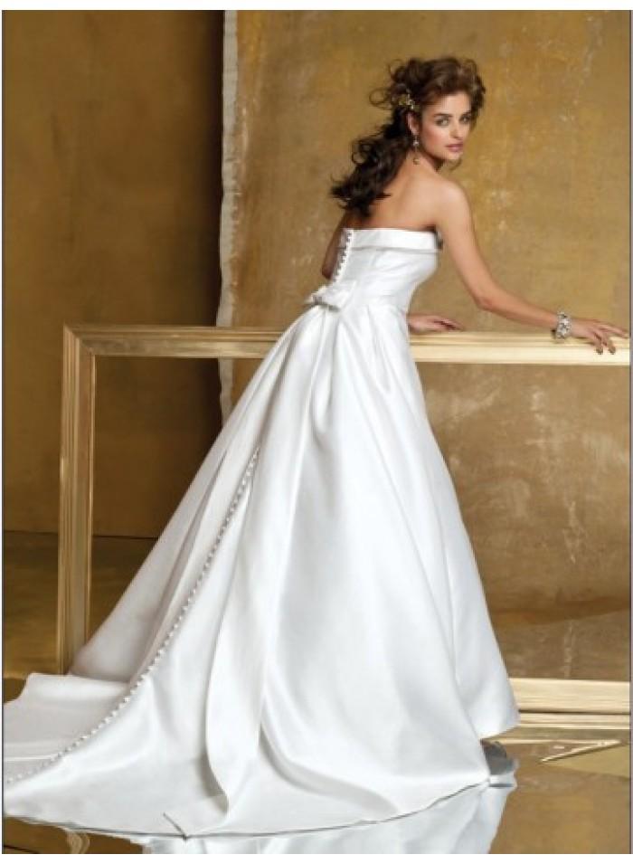 Свадьба - Empire A-line Strapless Brush Train Satin Wedding Dresses WE4462