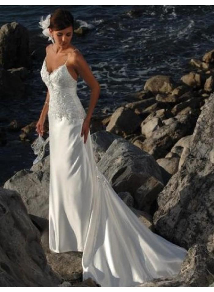 Свадьба - Empire A-line Sweetheart Beading Lace Brush Train Wedding Dresses WE4453