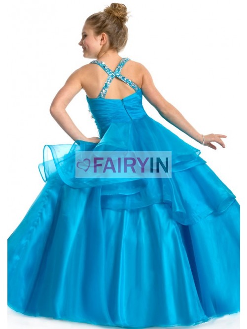 Mariage - Ball Gown Square Floor-length Sleeveless Organza Flower Girl Dresses