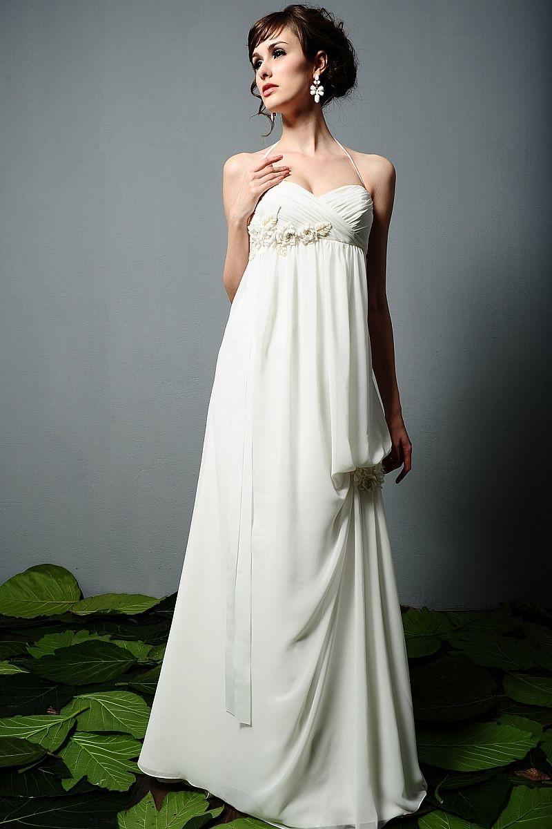 Свадьба - Halter Sweep Train Empire Chiffon Wedding Dress(WD0108)