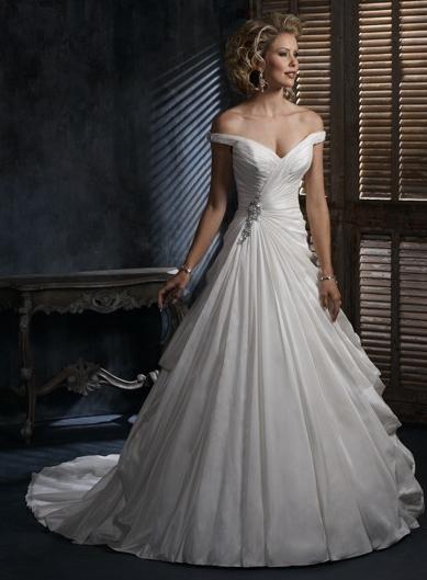 Mariage - off the shoulder Chapel Train Princess Taffeta Wedding Dress(WD0117)