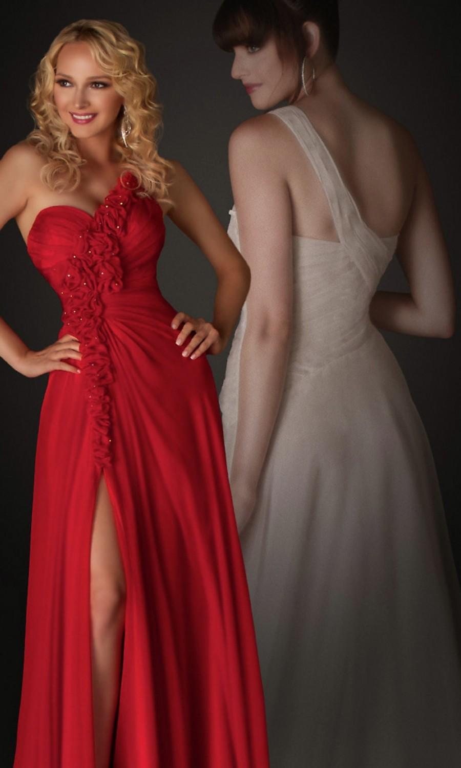 زفاف - Floral A-line One-shoulder Floor-length Chiffon Prom Dress(PD0469)