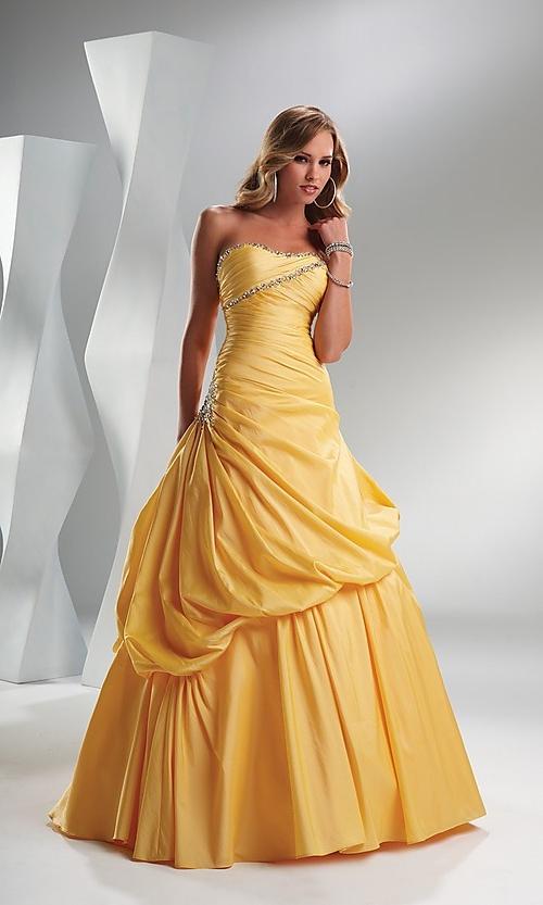 زفاف - Beaded Ball Gown Strapless Floor-length Taffeta Prom Dress(PD0474)