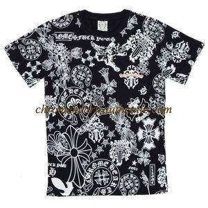 زفاف - Chrome Hearts Black White Print T Shirt On Sale